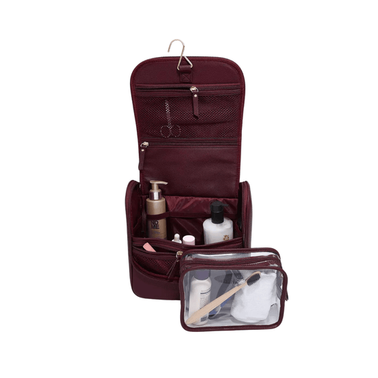 Kosmetiktasche mit Aufhängung M | Dunkelrot – Vorbestellung