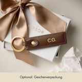 Keycharm Classic Grained Leather | Brown & Gold