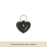Keycharm Heart grained leather | Black & Gold