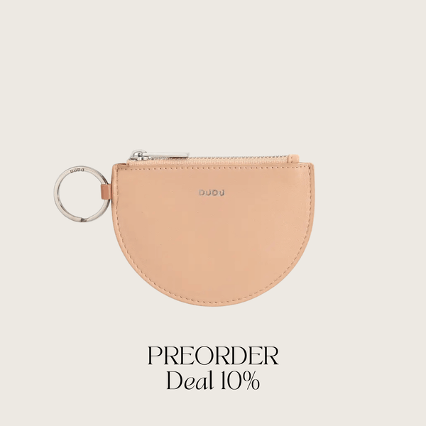 Cosmetic Bag Grained Leather | Dark Red & Gold