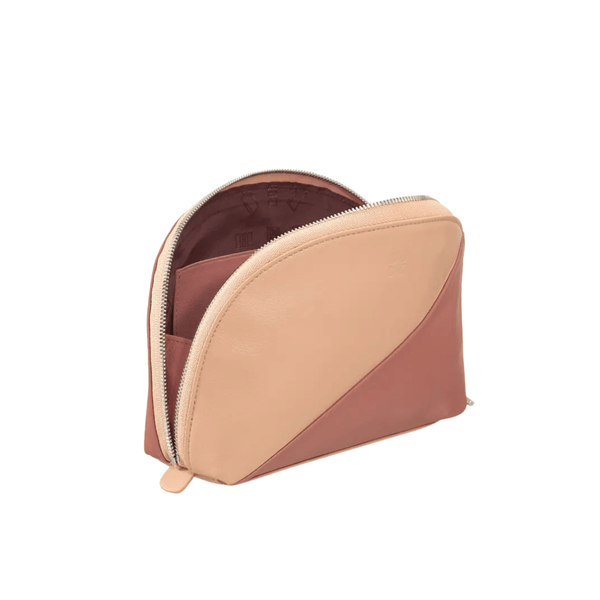 Cosmetic Bag Grained Leather | Dark Red & Gold