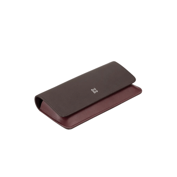 Cosmetic Bag Grained Leather | Dark Red & Gold