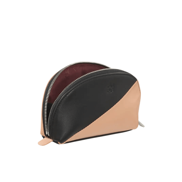 Cosmetic Bag Grained Leather | Dark Red & Gold