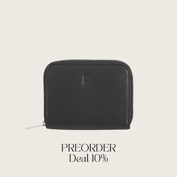 Cosmetic Bag Grained Leather | Dark Red & Gold