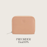 Cosmetic Bag Grained Leather | Dark Red & Gold