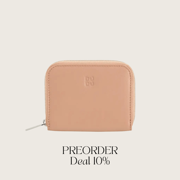 Cosmetic Bag Grained Leather | Dark Red & Gold