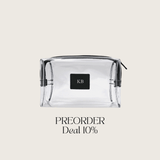 Kosmetiktasche genarbtes Leder | Schwarz & Silber – Vorbestellung