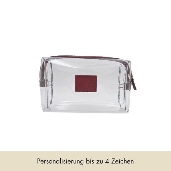 Cosmetic Bag Grained Leather | Dark Red & Gold