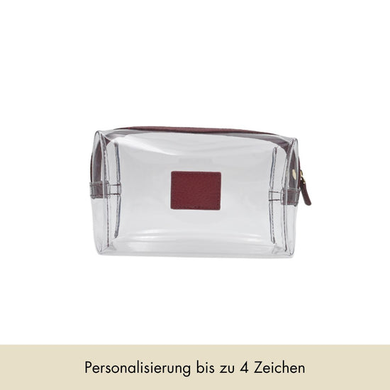 Cosmetic bag grained leather | dark red & gold - Pre-Order