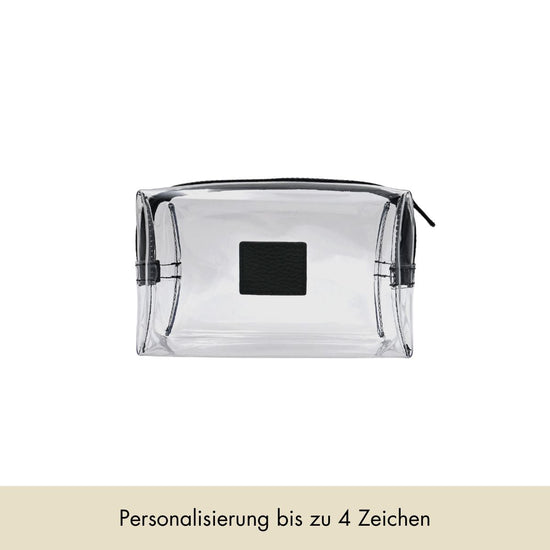 Cosmetic bag grained leather | black & silver - Pre-Order