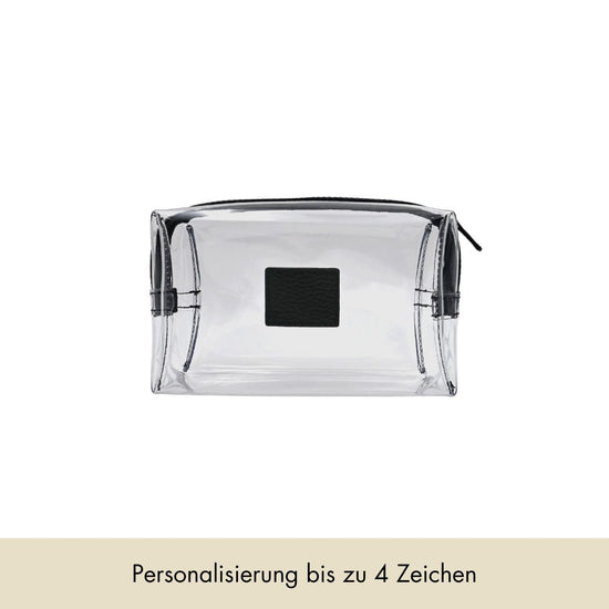 Kosmetiktasche genarbtes Leder | Schwarz & Gold