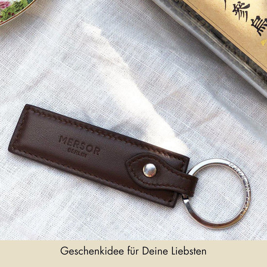 Schlüsselanhänger Classic Glattleder | Braun & Silber