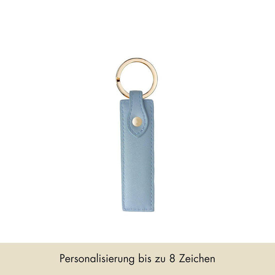 Schlüsselanhänger Classic Glattleder | Eisblau & Gold