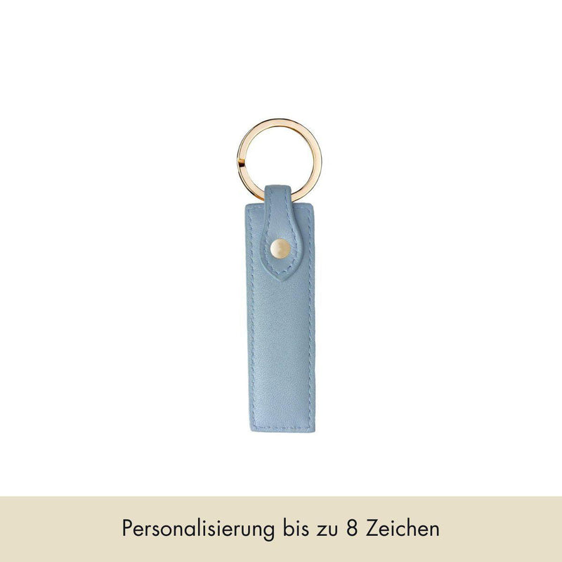 Schlüsselanhänger Classic Glattleder | Eisblau & Gold - personalisiert mit Namen | MERSOR