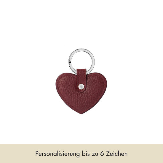 Keycharm Heart Grained Leather | Dark Red & Silver