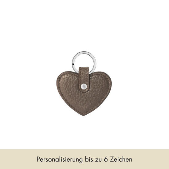 Keychain Heart Grained Leather | Warm Earth & Silver