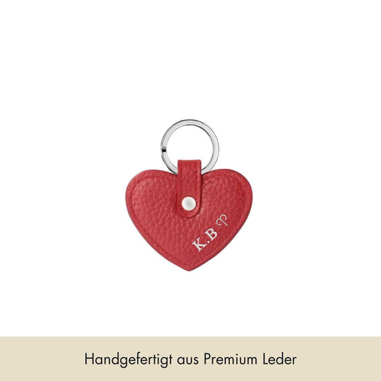 Keycharm Heart Grained Leather | Scarlet & Silver