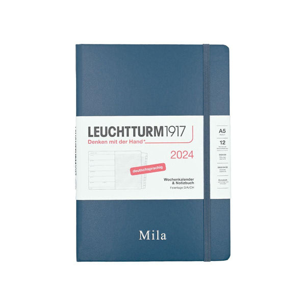 Wochenkalender 2024 & Notizbuch A5 liniert | Stone Blue