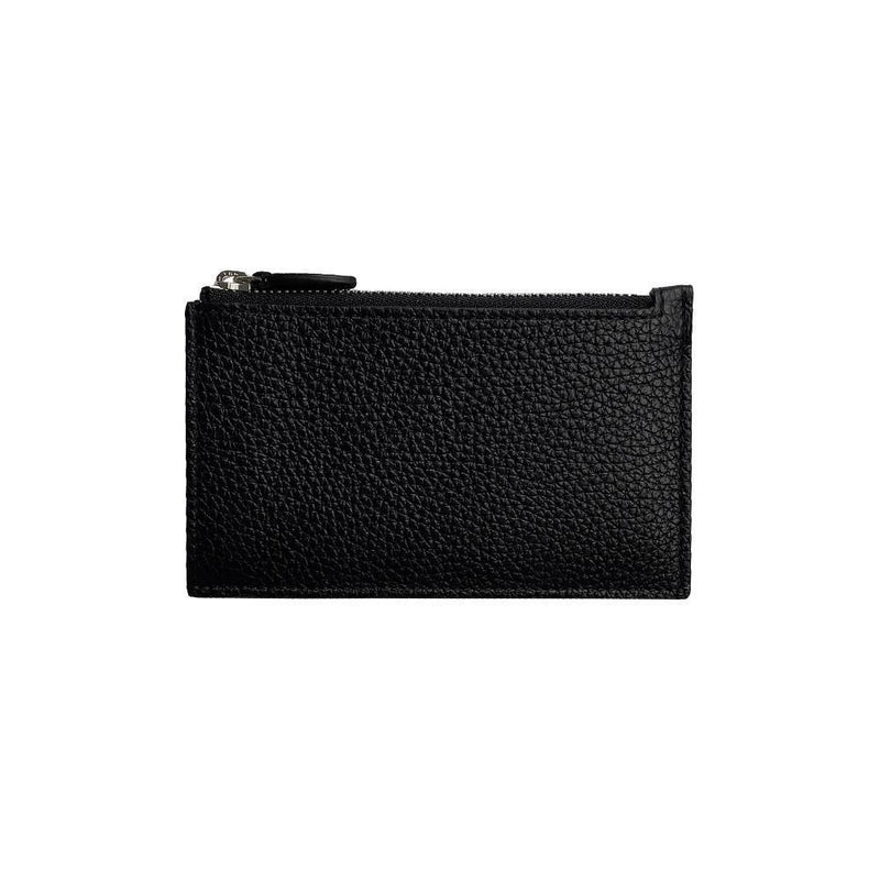 Kartenhalter mit Münzfach und Zipper aus genarbtem Leder mit Personalisierung - schwarz | MERSOR